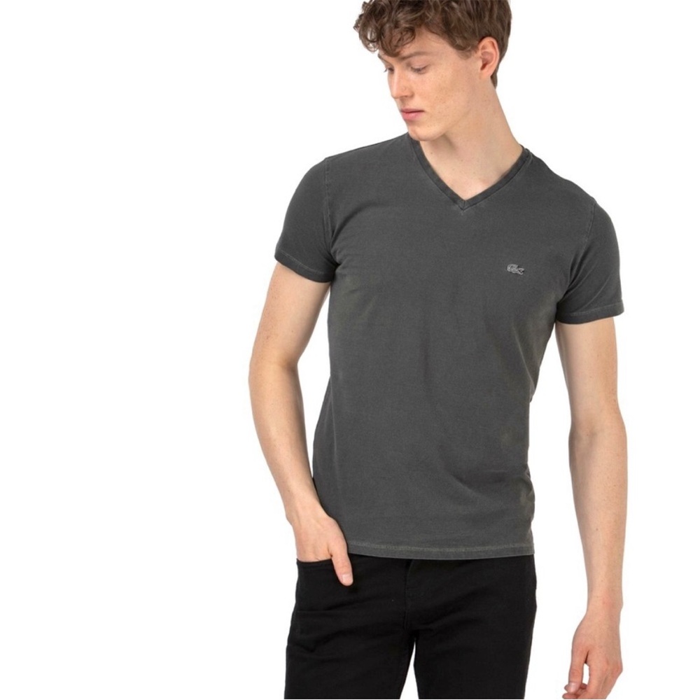 Lacoste Men's Charcoal V-Neck T-Shirt
